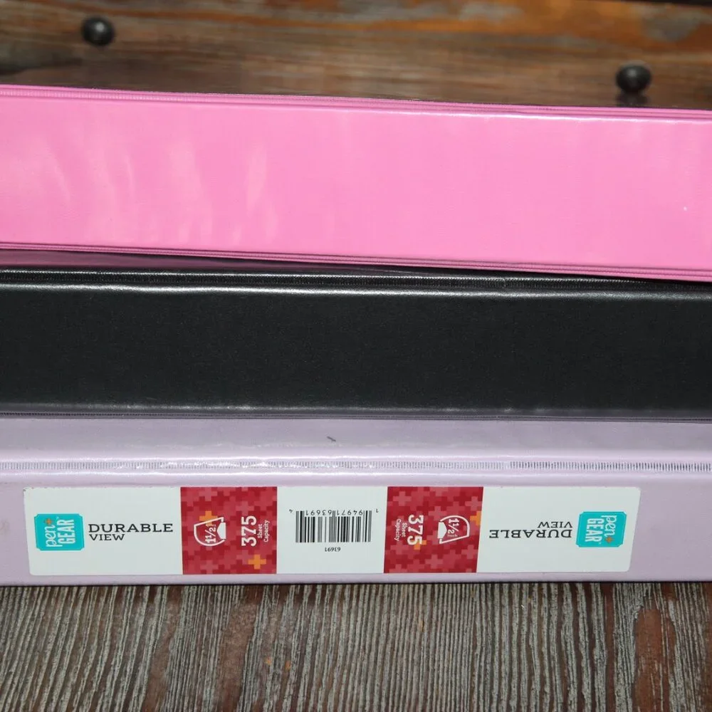 Set of Pink, Black & Light Pink Binders